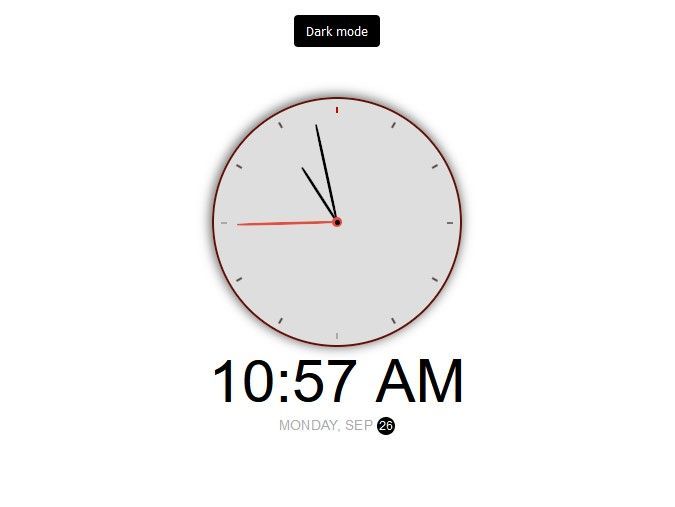 Clock with dark mode